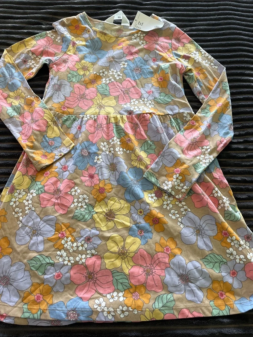 H&M Floral Long-Sleeve Dress in Pink, Yellow, Blue, Green